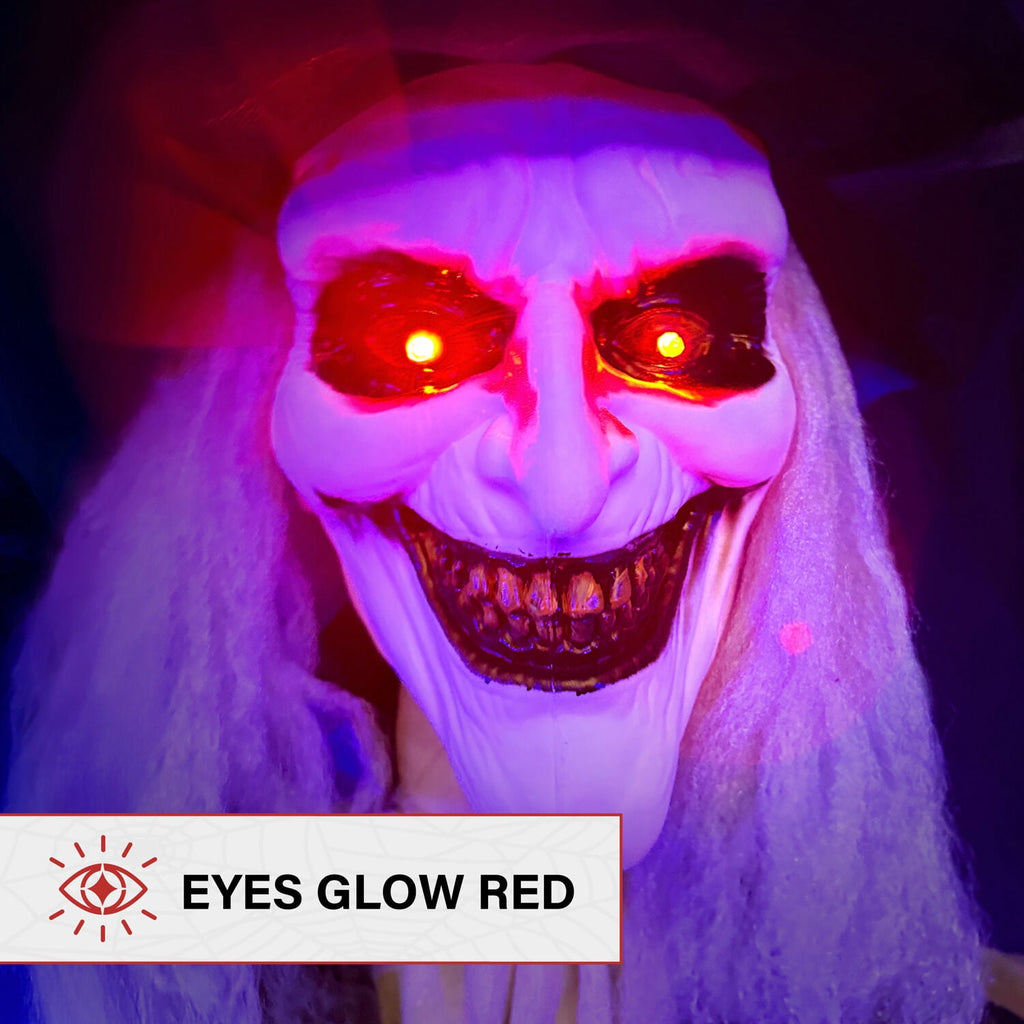 Haunted Hill Farm 5.25 ft Jebediah Bones Animatronic Gravekeeper, Indoor or Covered Outdoor Halloween Decor, Red LED Eyes, Battery-Operated, HHGRVKPR-1FLSA