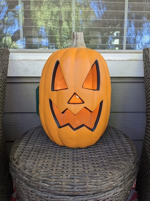 DUNCHATY 21" LED Pumpkin Light, Extra Large Angry Jack O' Lantern Halloween Decor for Outdoor Yard - Furious Face