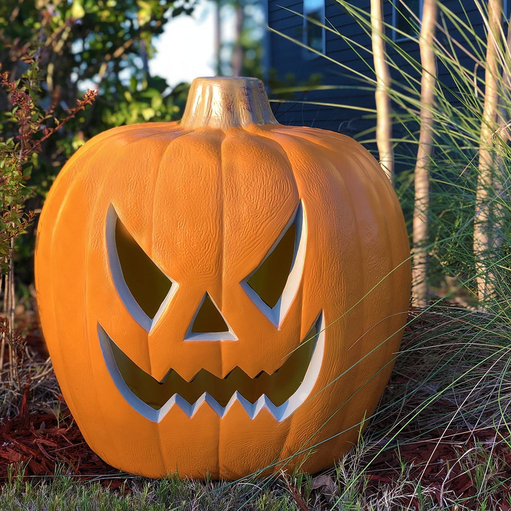 Gamexcel 21" Jack O Lantern Halloween Plastic Pumpkin Lights with Pre-lit LED Bulbs - Indoor/Outdoor Smile Face Decoration
