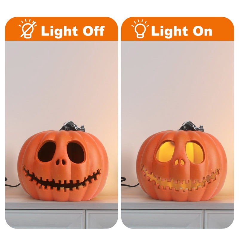 Active Mind Ltd Halloween Pumpkin Decorations 2-Pack 10" LED Light-Up Set, Waterproof Jack-O'-Lantern Ornaments for Indoor Outdoor Porch Yard Party