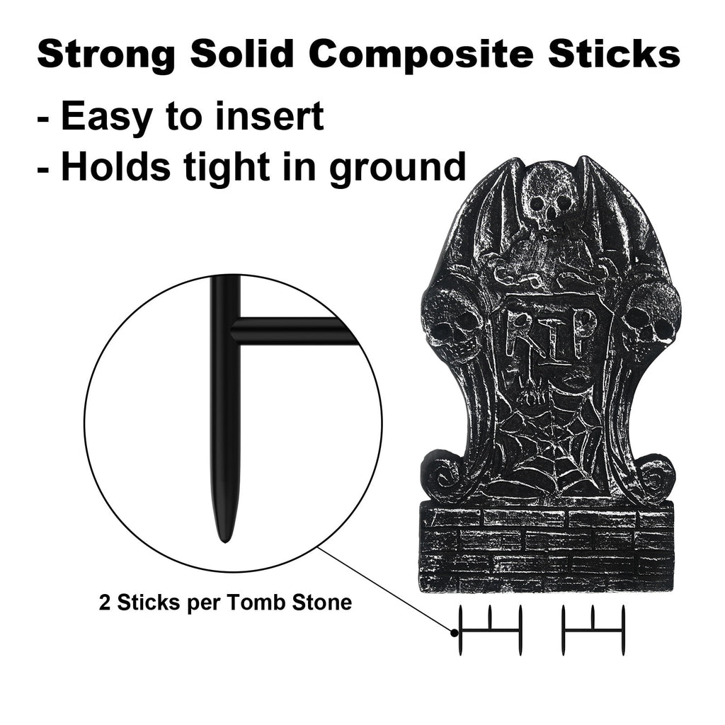 Halloween Foam RIP Graveyard Tombstones, 7Pack(3 x L-Size + 4 x XL-Size) Foam Tombstone for Halloween Party Outdoor Decorations