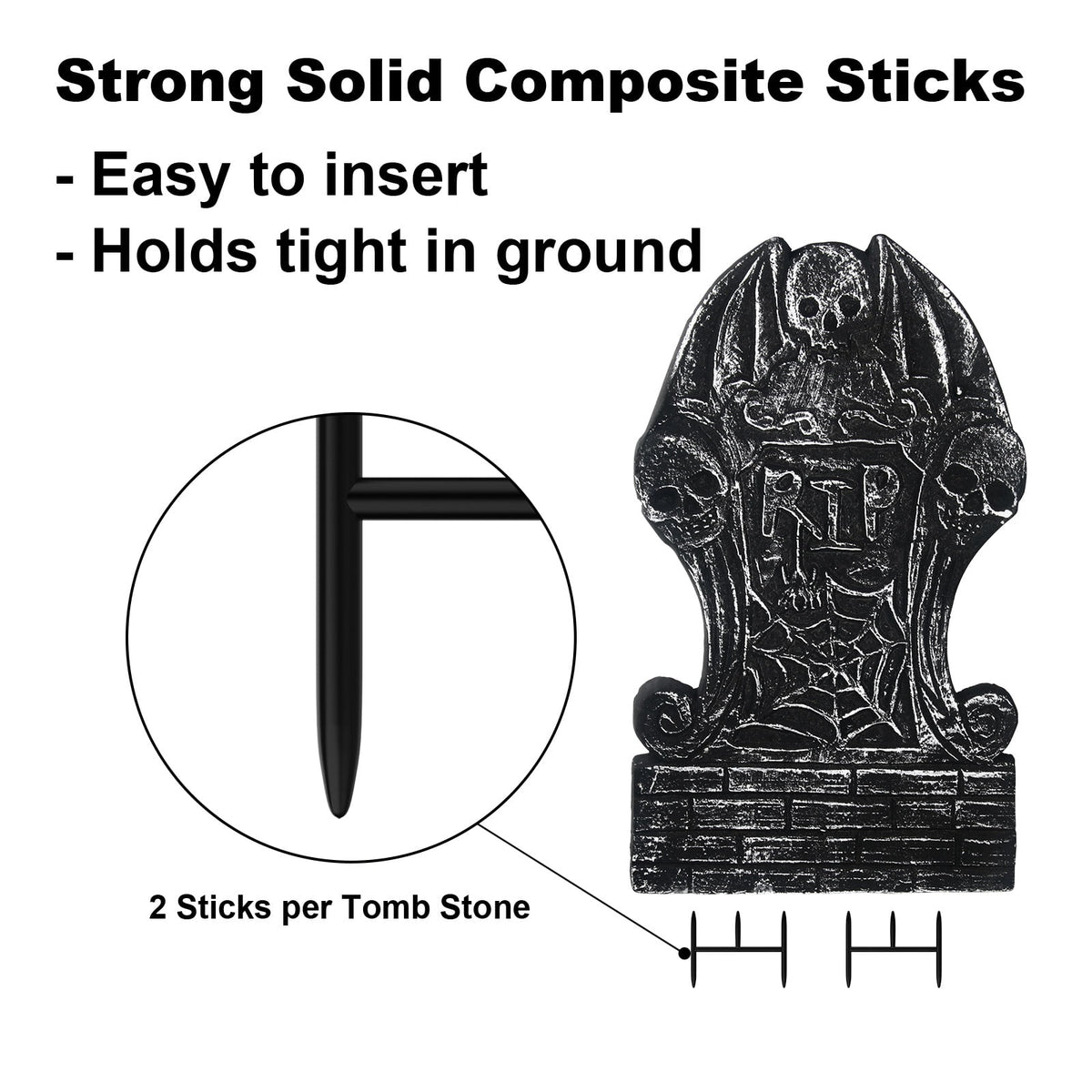 Halloween Foam RIP Graveyard Tombstones, 7Pack(3 x L-Size + 4 x XL-Size) Foam Tombstone for Halloween Party Outdoor Decorations
