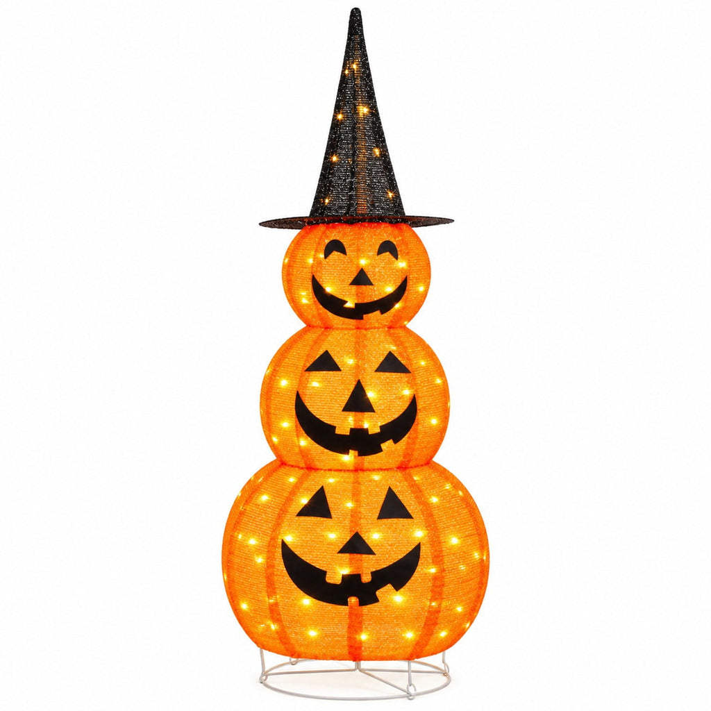5ft Lighted Halloween Pumpkin Stack with 100 LEDs