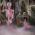 6 ft. Pink Life-Size Jeweled Mermaid Plastic Skeleton Halloween Decoration