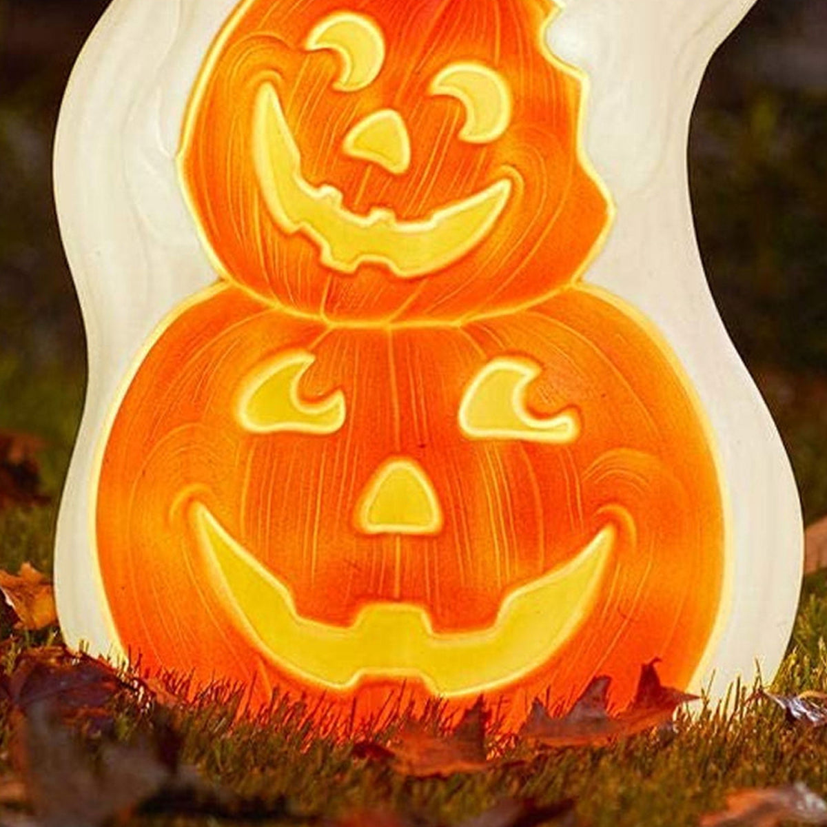 Union Products Light up Ghost and Pumpkin Halloween Decoration, Plastic, White/Orange (2 Pack)