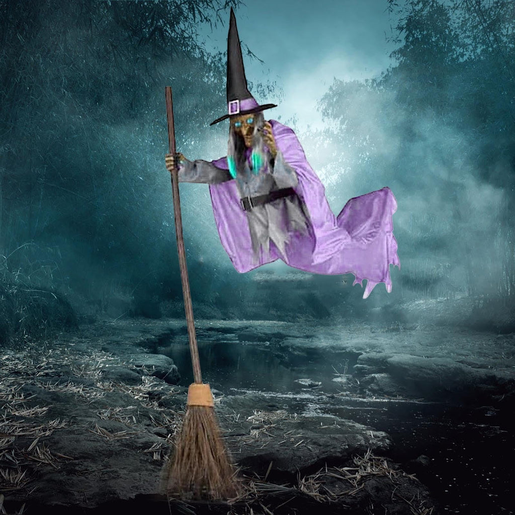 Halloween Decorations 6Ft Halloween Flying Witch Outdoor Hovering Witch Holding Sweeper Props Animated Hovering Witch Home Halloween Decoration Sculptures & Statues 2026