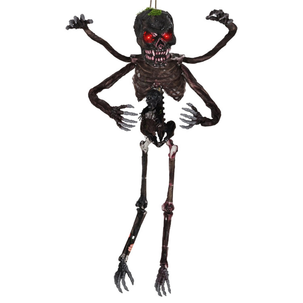 6ft Sound-Activated Halloween Skeleton Outdoor Decor with Flashing Red Eyes