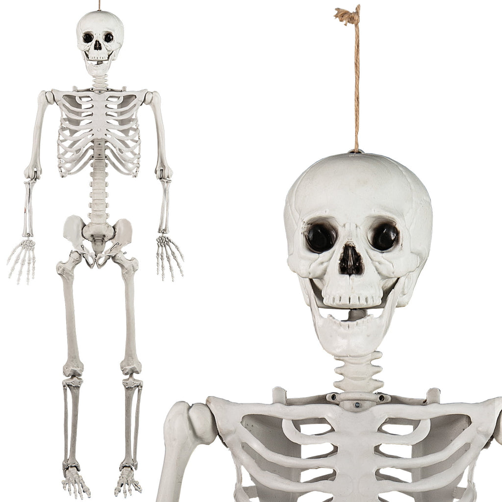 5.4ft Halloween Christmas Skeleton Life Size Realistic Full Body Hanging with Movable Joints 63 Inches
