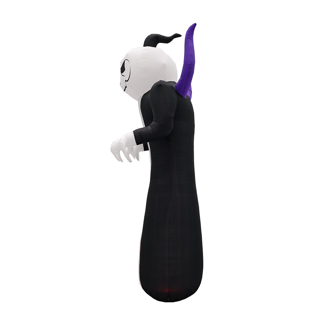 12FT Inflatable Grim Reaper with Jack-O-Lantern Pumpkin Head 3-Color Flame LED Halloween Yard Decor