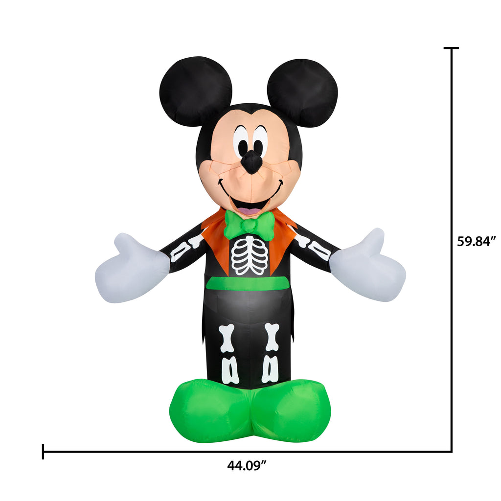 Halloween Airblown Yard Inflatables Mickey in Skeleton Tux 44.09 in x 27.55 in x 59.84 in 3.13 lb