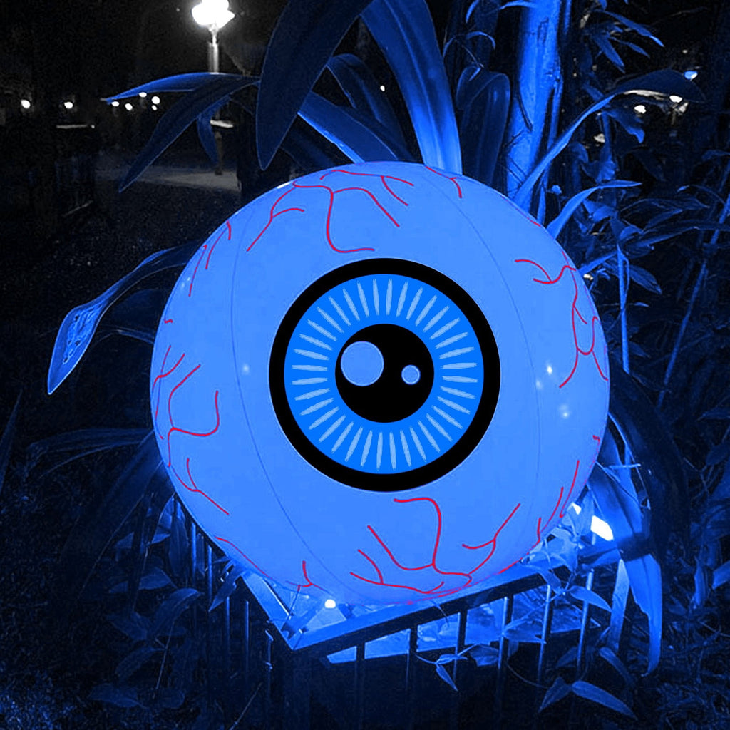 Halloween Decoration Outdoor, 16 Inch RGB LED Inflatable Eyeball Decor Waterproof Remote Control Gothic Spooky Light for Tabletop Porch and Yard Seasonal Displays