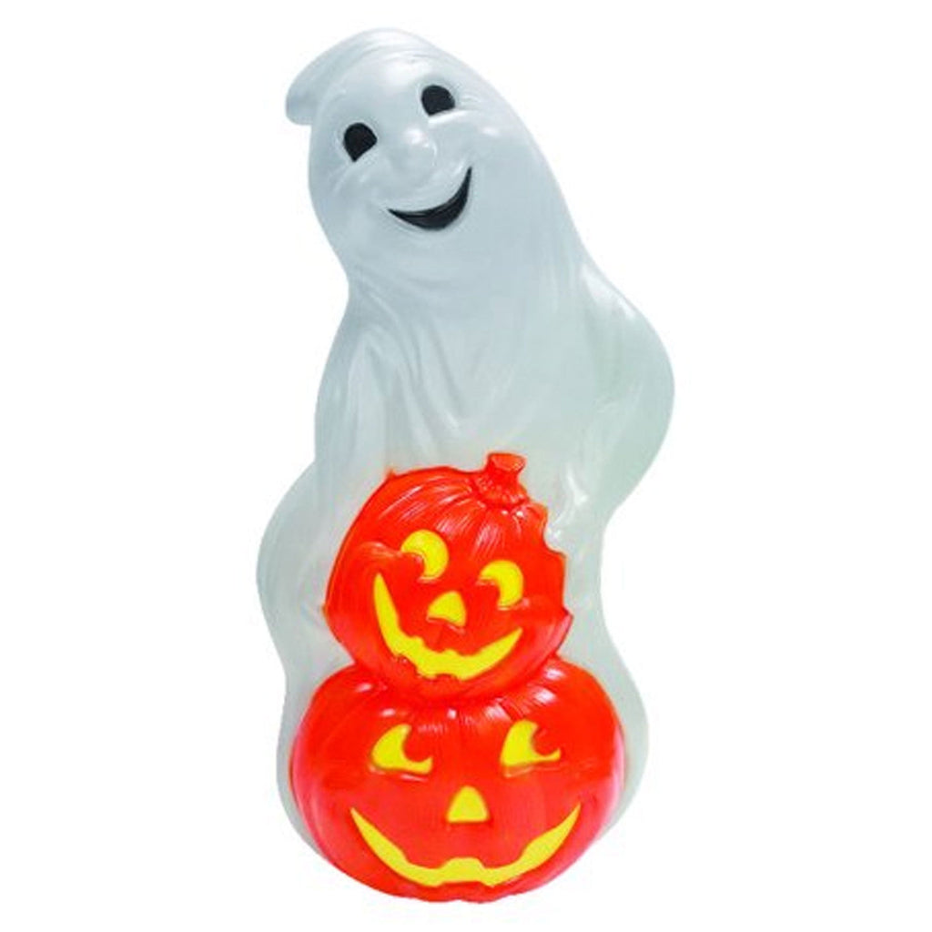 Union Products Light up Ghost and Pumpkin Halloween Decoration, Plastic, White/Orange (2 Pack)