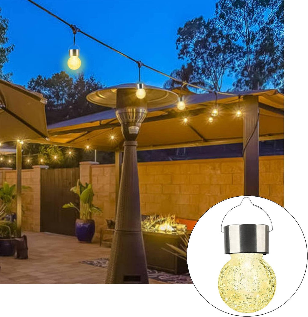 LINLIN 6 Pack Hanging Solar Light Outdoor, 3 Color Solar Powered Decorative Crackle Glass Ball Light, Waterproof Tree Hanging Outdoor Globe Lantern with Handle for Garden Yard Patio Path Party Decor