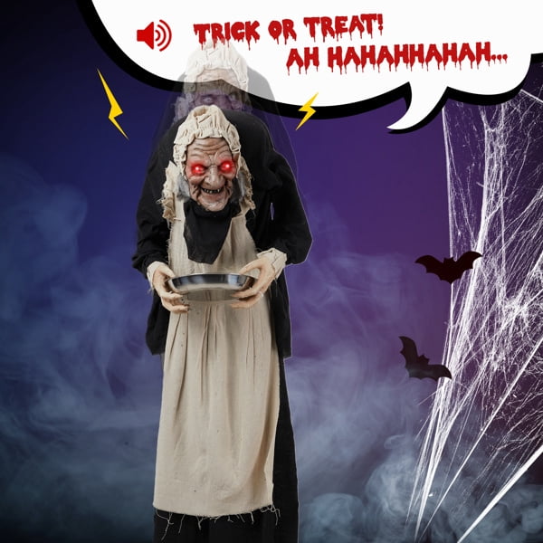5FT Halloween Standing Decoration Touch-Activated with LED Lights for Yard Garden Party