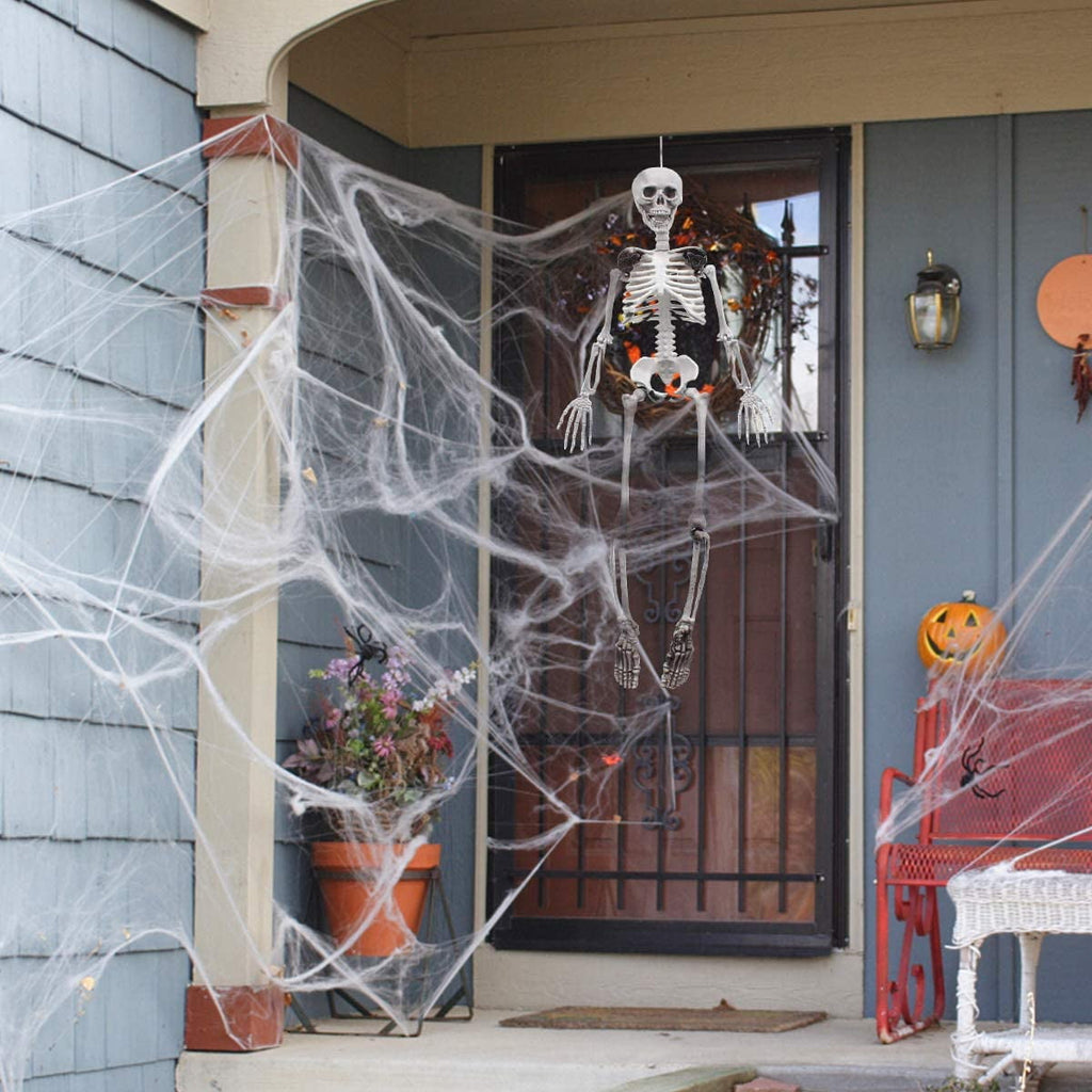 OZMI 5' 4" Tall Halloween Skeleton Decoration for Haunted House, 63 Inch Plastic Life Size Skull Skeleton for Halloween Party Haunted House Bar Yard Graveyard Decorations Party Supplies