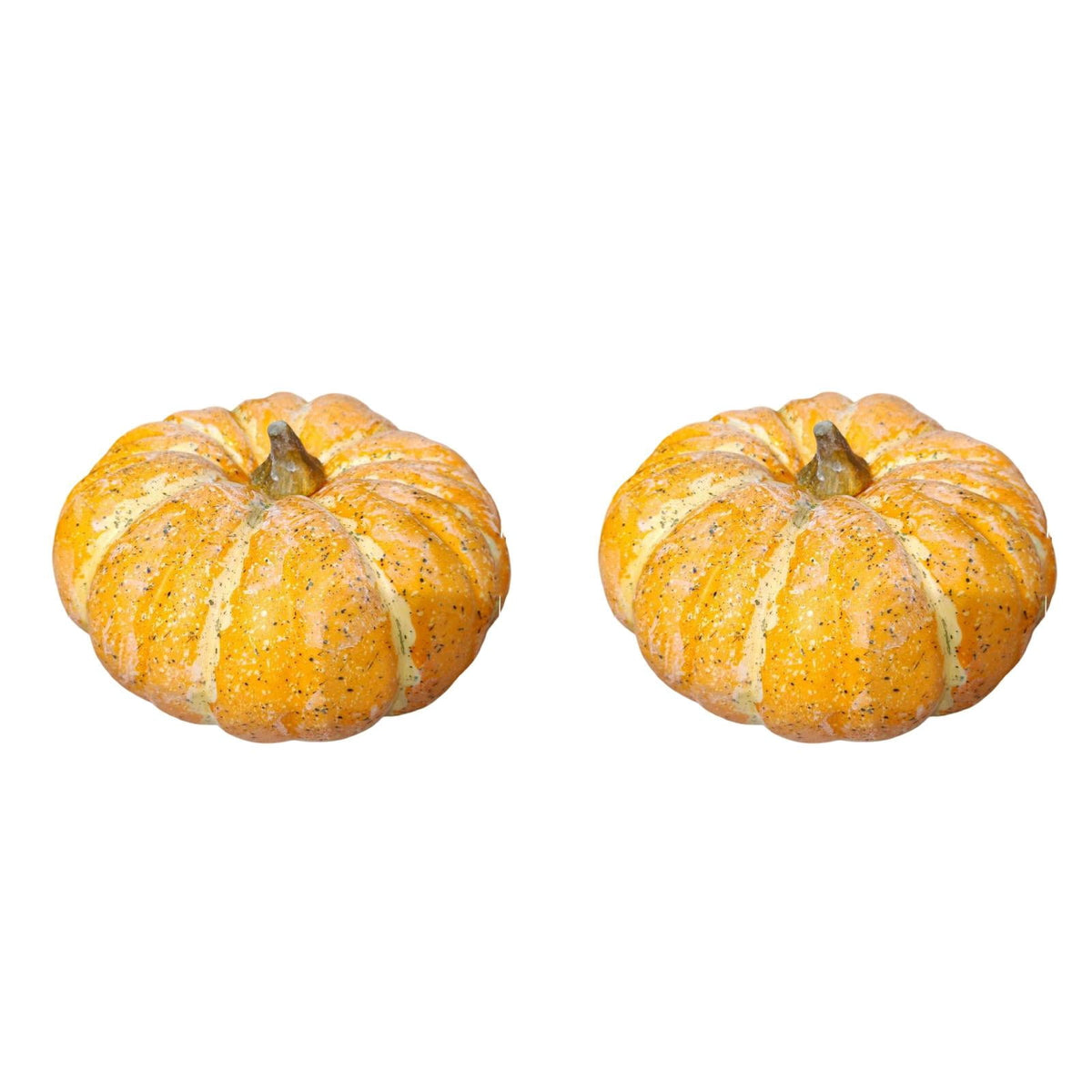13.7" Halloween Foam Pumpkin Decorations, 2 Pack Artificial Pumpkins for Table Mantel Shelf Display, Fall Autumn Home Decor for Thanksgiving Party (Green)