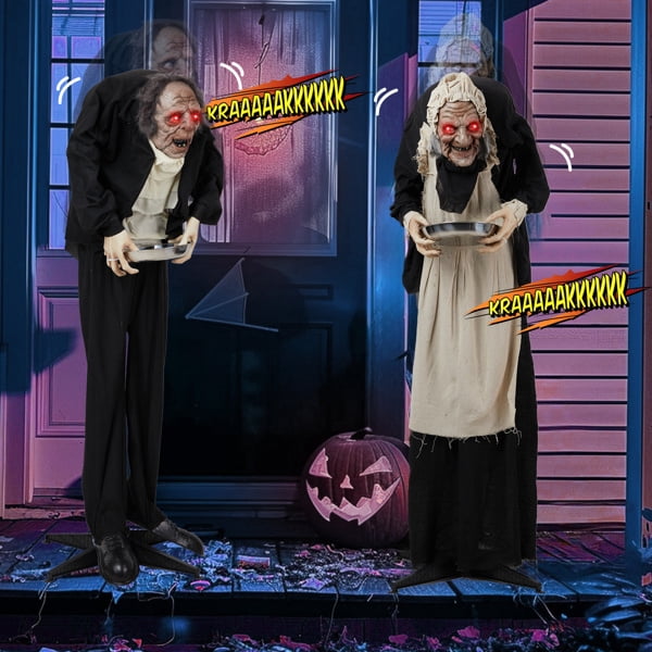 5FT Halloween Standing Decoration Touch-Activated with LED Lights for Yard Garden Party