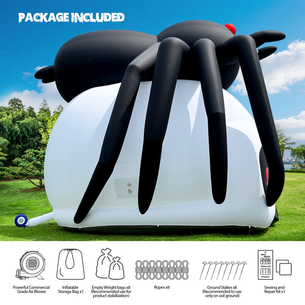 Wellcomer 20ft Giant Inflatable Spider-Skull with Blower - Halloween Outdoor Decor