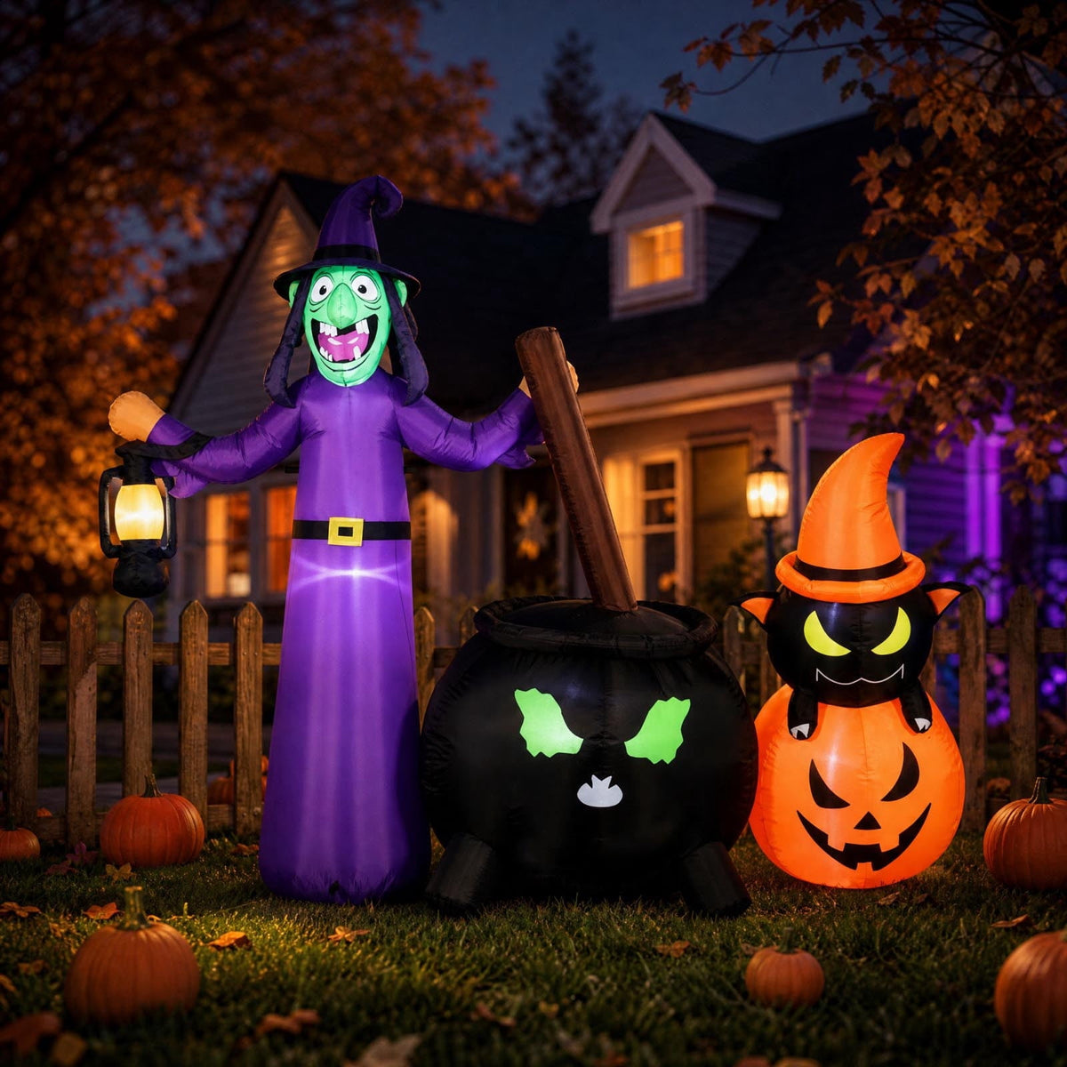 Halloween Inflatables Witch Outdoor Decorations, Outdoor Blow Up Decor for Yard, Party Decoration Inflatable Blow Ups for Yard Outside Halloween Decor