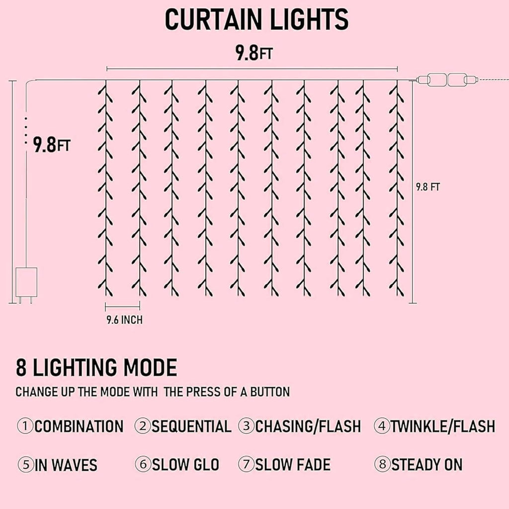 General Smart Curtain Lights, 400LED 6.6FT x 6.6FT Color Changing Valentine's Day Christmas Lights with Remote & APP, Dynamic DIY Fairy String Lights for Indoor Outdoor Bedroom Decorations