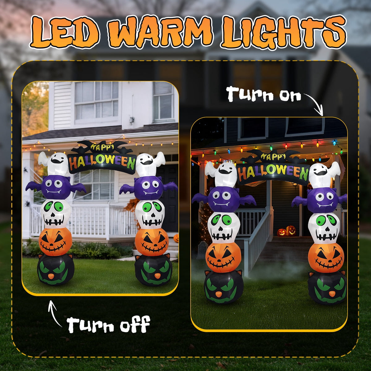 8.2 ft Lighted Halloween Inflatable Pumpkin Archway with Ghost Outdoor Yard Decor 1 Pack