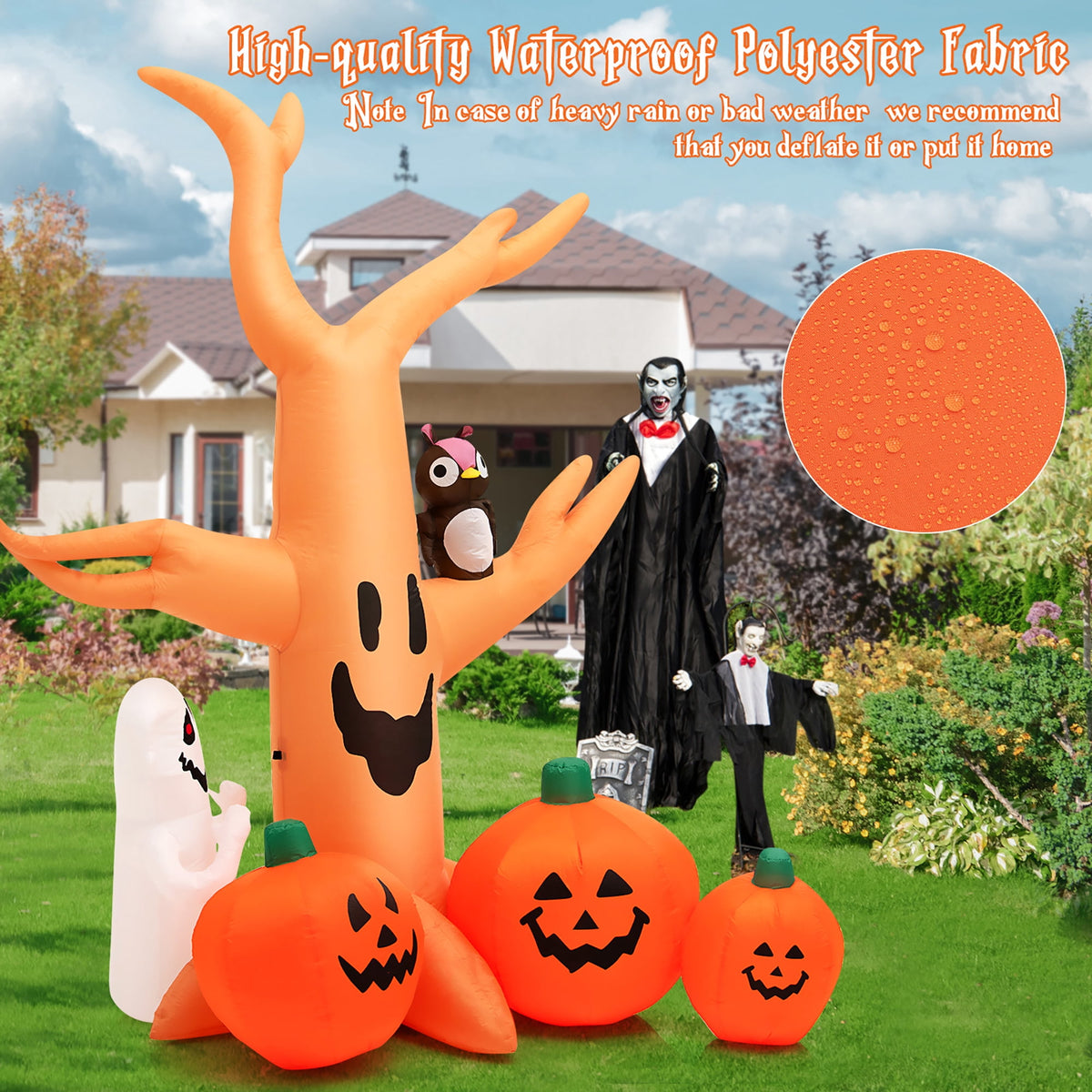 Costway 8 FT Halloween Inflatable Dead Tree w/ Pumpkins Blow up Yard Decoration