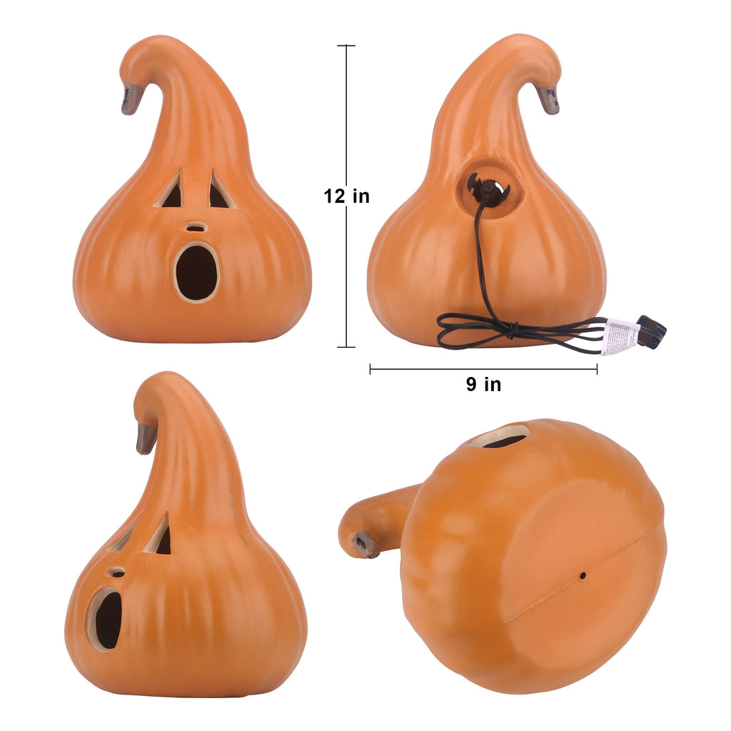 Gamexcel 21" LED Light-Up Jack O Lantern, Pre-lit Halloween Plastic Pumpkin Lights for Indoor/Outdoor Decoration - Angry Face