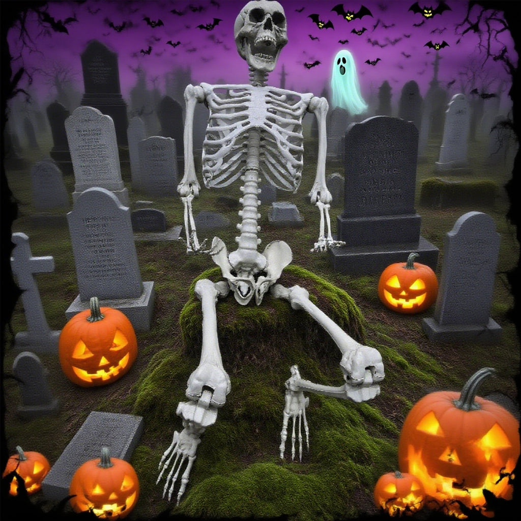 Skeleton, Halloween, Life-Size Posable, Realistic Movable Joints, Haunted House Yard Indoor Outdoor Decor, 5.4ft