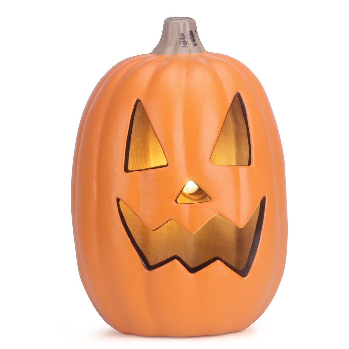 Gamexcel 21" LED Light-Up Jack O Lantern, Pre-lit Halloween Plastic Pumpkin Lights for Indoor/Outdoor Decoration - Angry Face