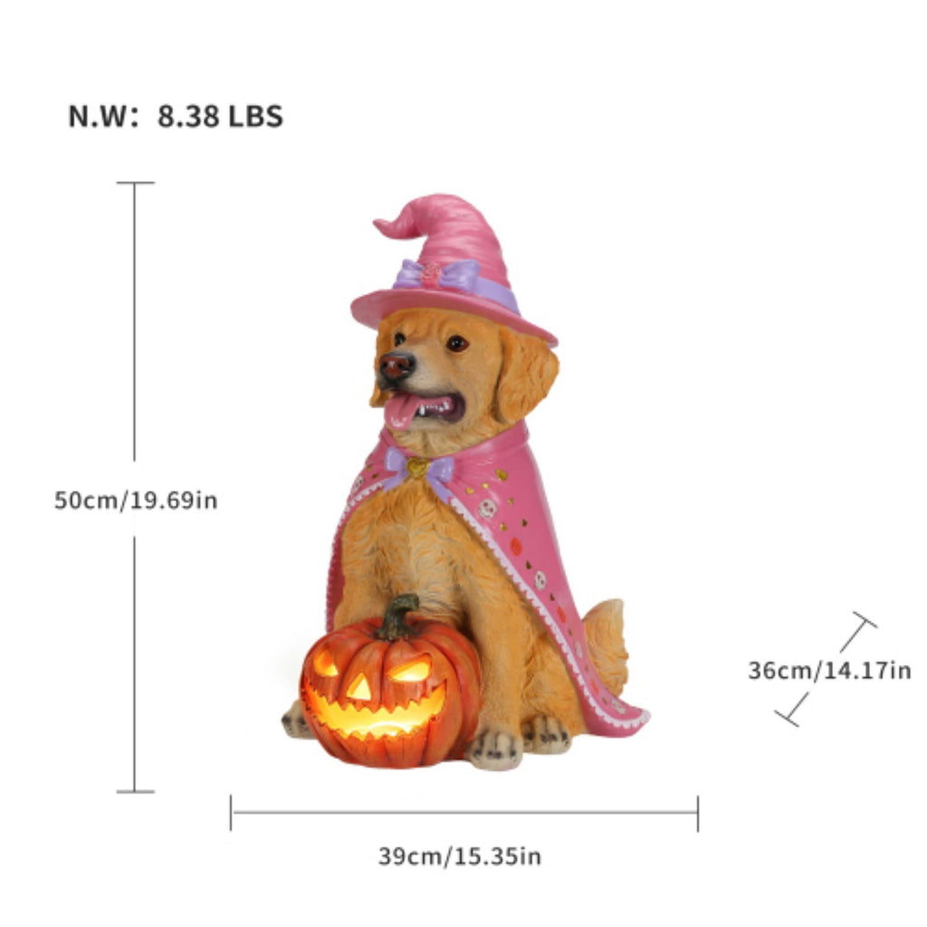 SpookHaven Halloween Jack‑O‑Lantern Pumpkin Mist Sprayer Figurine, LED Light‑Up Fogger with Witch Hat & Skull Decoration, Spooky Ornament for Tabletop Entryway Halloween Party Home Decor