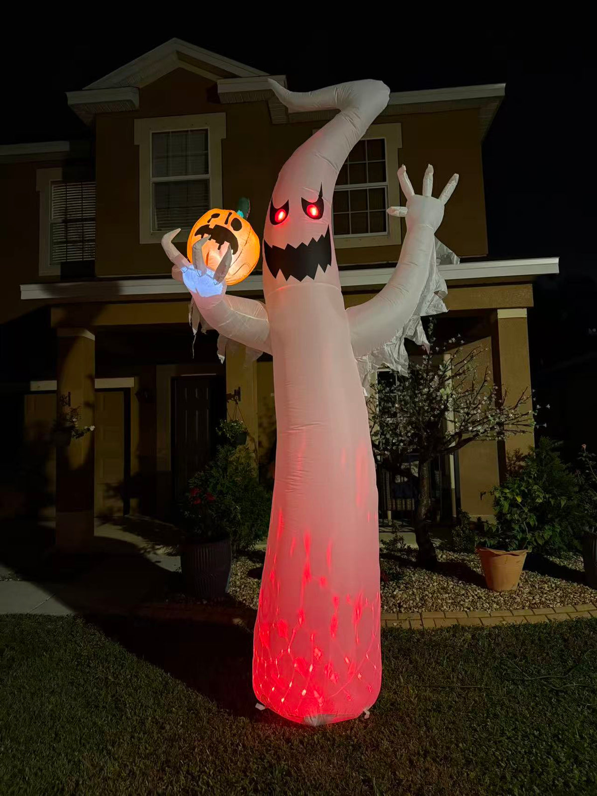 Wick's Outdoor Living Inflatable 12 Ft Ghost Lights Up Halloween Decoration