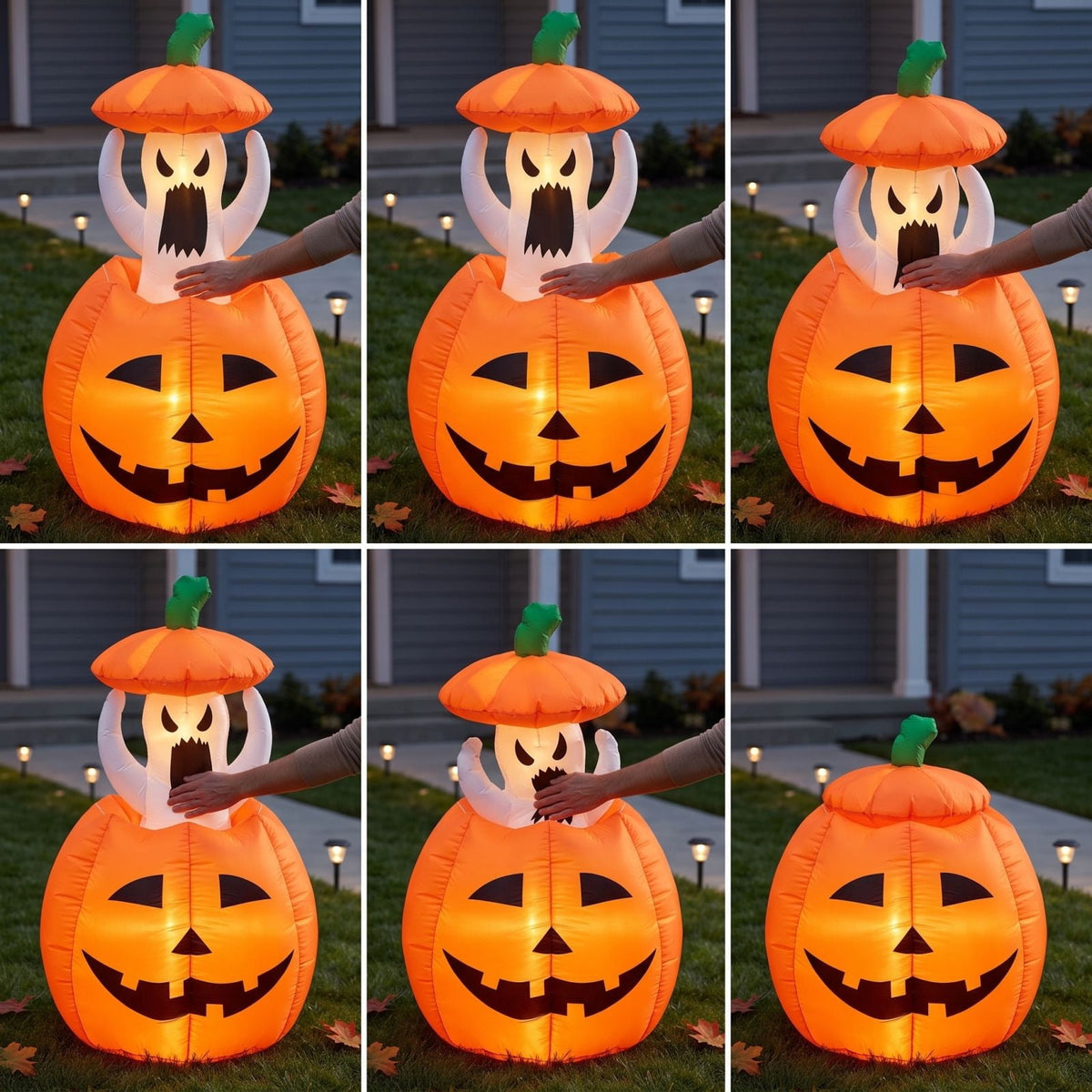 FeiBiQiuBi 4FT Halloween Inflatable Ghost Outdoor Decorations, Blow Up Yard Decorations in Pumpkin, Blow Up Ghost Inflatable with LEDs for Cute Halloween Decor