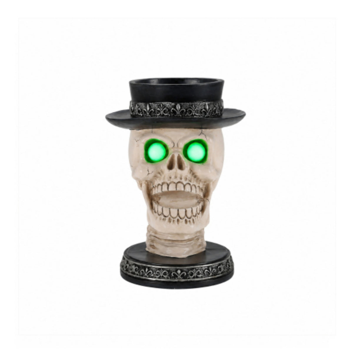 SpookHaven Halloween Jack‑O‑Lantern Pumpkin Mist Sprayer Figurine, LED Light‑Up Fogger with Witch Hat & Skull Decoration, Spooky Ornament for Tabletop Entryway Halloween Party Home Decor