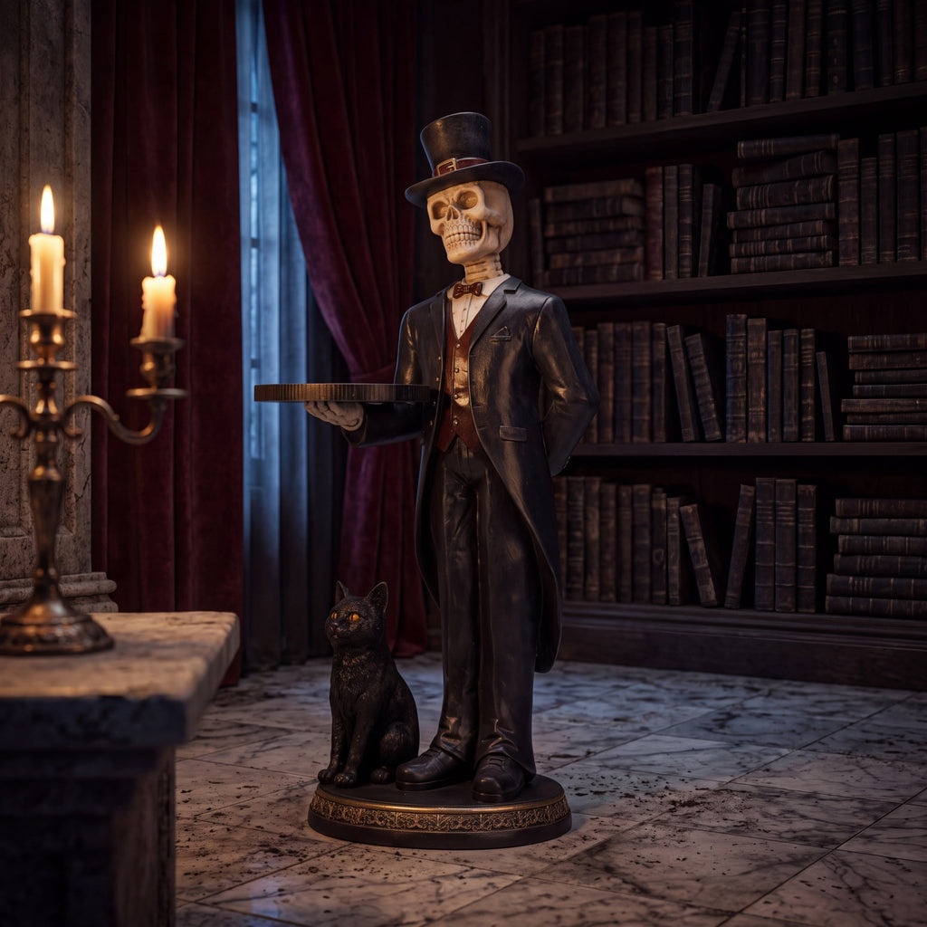SpookHaven Halloween Jack‑O‑Lantern Pumpkin Mist Sprayer Figurine, LED Light‑Up Fogger with Witch Hat & Skull Decoration, Spooky Ornament for Tabletop Entryway Halloween Party Home Decor