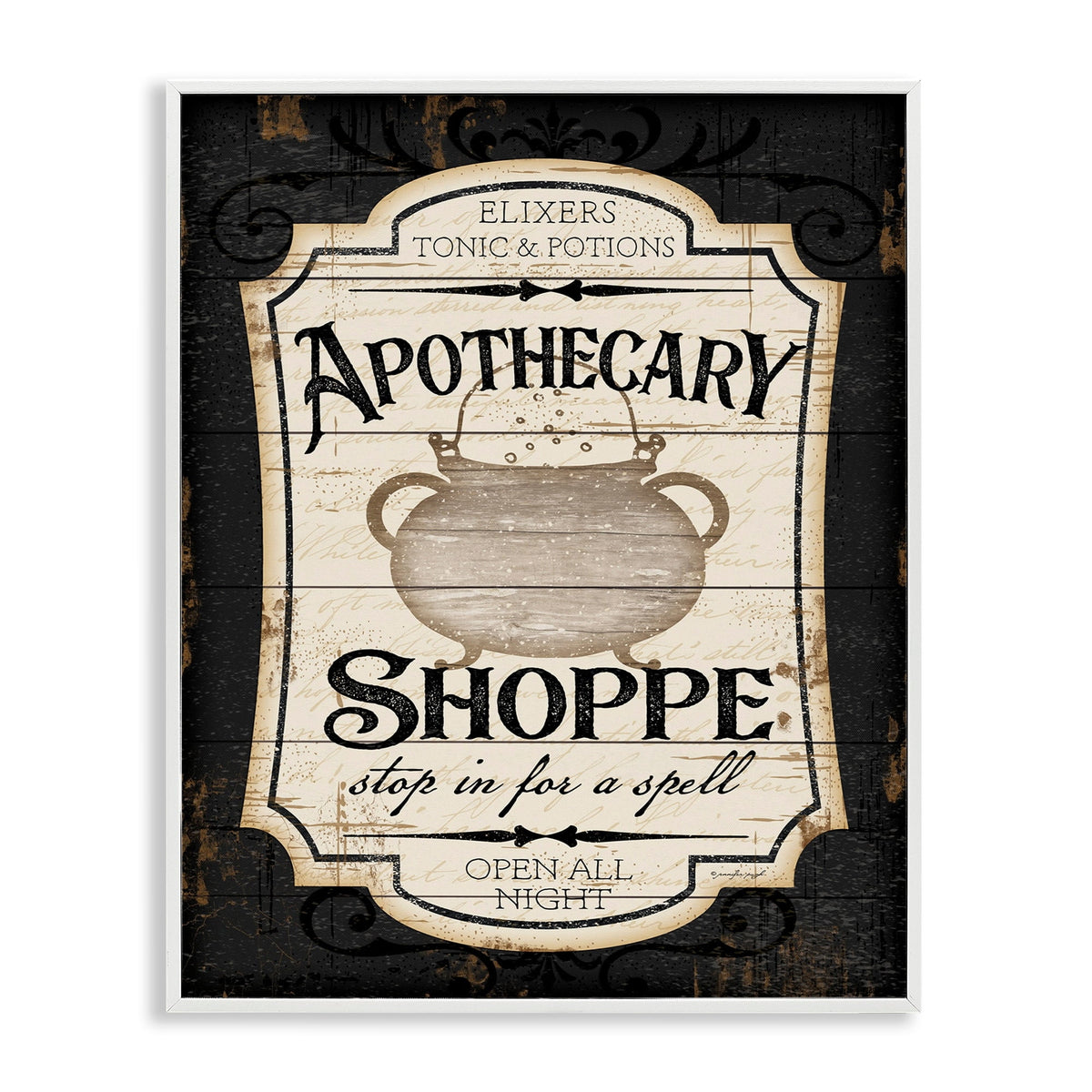 Stupell Industries Apothecary Shoppe Spooky Halloween Sign Witch Potion Cauldron, 30 x 40, Design by Jennifer Pugh