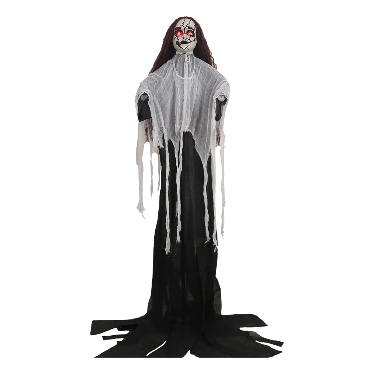 Scary Ghost Bride Halloween Ornament with Sound, Battery Operated Animated Skeleton Decoration for Haunted House Prop