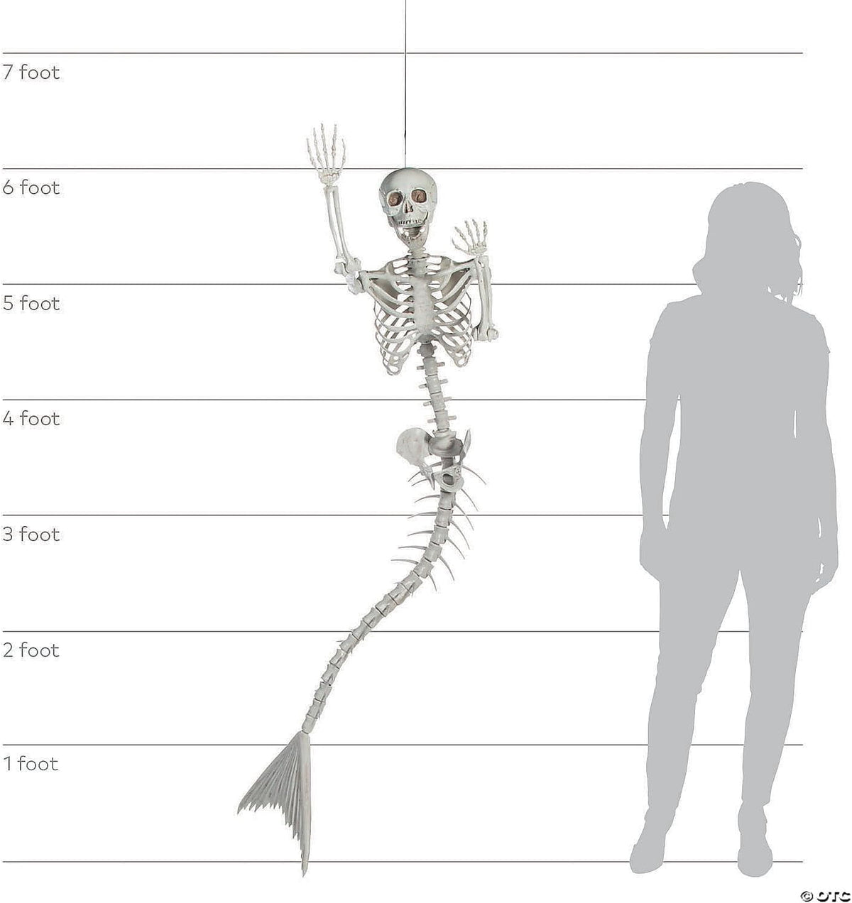 73" Life Size Mermaid Skeleton Halloween Decorations Outdoor - 6 Ft Posable Skeleton Decor for Indoor & Outdoor Halloween Props | Giant Plastic Skeleton for Yard, Porch & Party Display