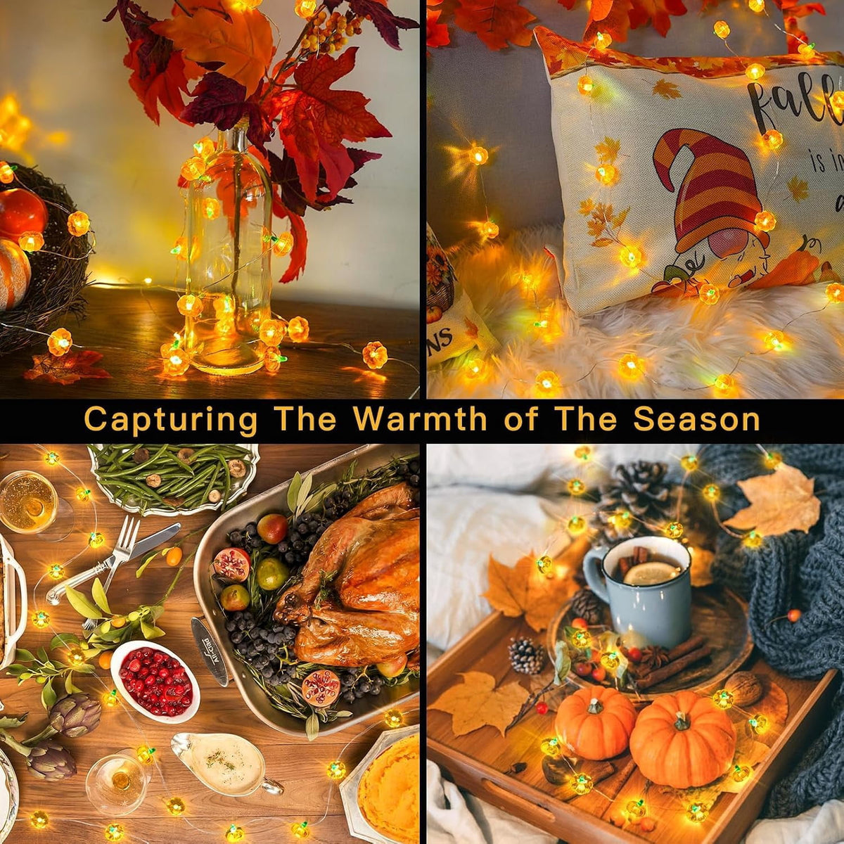 Suddus 12.8ft Halloween Pumpkin String Lights, 40 LED Battery Operated Fairy Lights with Timer for Indoor Outdoor Halloween Party Yard Decorations