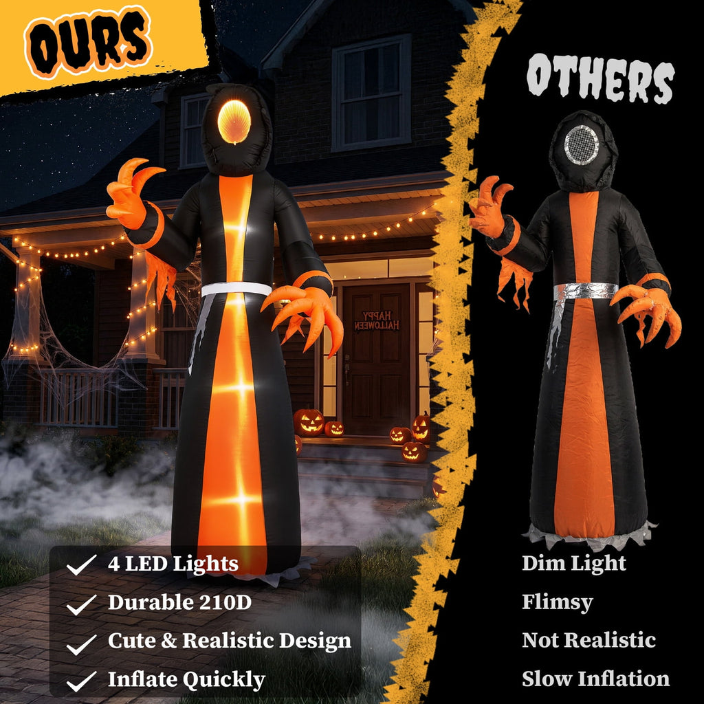 Zimtown 12 FT Halloween Inflatable Grim Reaper with Mirror Tunnel Face,Outdoor Halloween Decoration