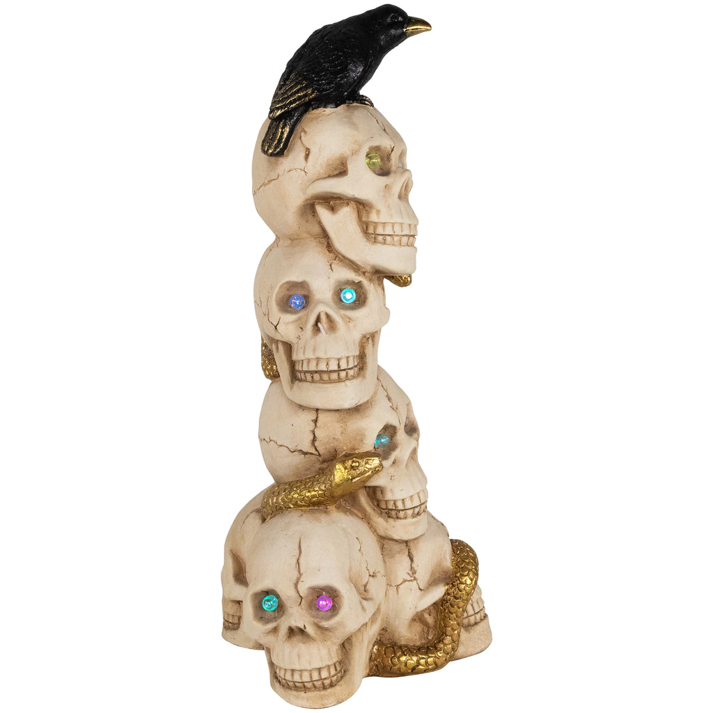 Northlight LED Lighted Skull Tower with Raven and Snake Halloween Decoration - 27.5" - Multicolor