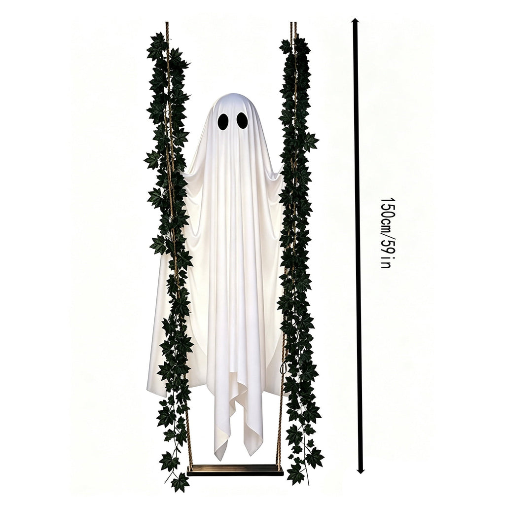 Outdoor Halloween Decorations Gaslight Ghoul, 79" Tall Hanging Skeleton Holding Street Light with Creepy Blue Eyes, Tattered Robe Ghost Decor for Yard Patio Walkway, Front Porch, Road