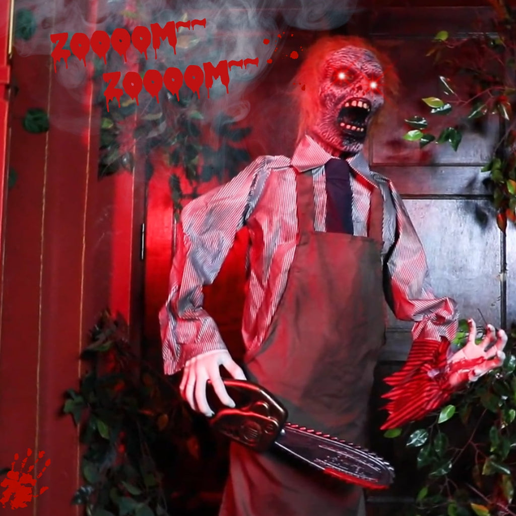 Zimtown 5.7FT Halloween Animatronic Chainsaw Man The Sound Activated Halloween Prop