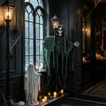 AMARHH Halloween Lighted Ghost Street Lamp Prop, 79 x 39 x 2 Inch, Glowing Skeleton Grim Reaper Yard Decor with Tattered Robes, Spooky Outdoor Party Haunted House Prop