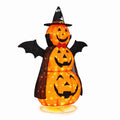 Alvantor 5 ft Lighted 3-Tier Pop-Up Pumpkin Halloween Decoration with Witch Hat, Cape, Bat Wings and 130 Warm White LEDs, Orange