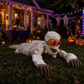 BZPIZ Realistic Skeleton Groundbreaker Halloween Decorations, Crawling Mummy Skull with Light Up LED Red Eyes and Creepy Sound for Graveyard Garden Lawn Indoor & Outdoor