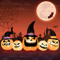 Costway 8 Ft Tall Inflatable Pumpkin Family Waterproof Halloween Yard Decoration w/LED Lights