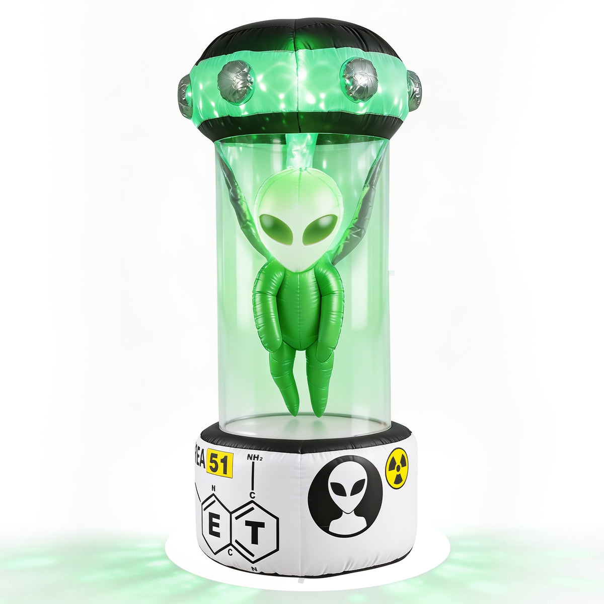 Costway Halloween Blow Up Alien Outdoor Decorations with Rotating Flashing Green Lights White + Green
