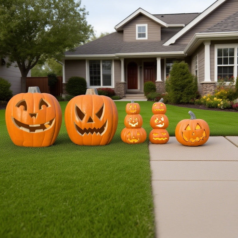 DUNCHATY LED Halloween Pumpkin Lights Set of 2, LED Pumpkin Decorations, Halloween Decor for Outdoor, Garden & Window (20"+21")