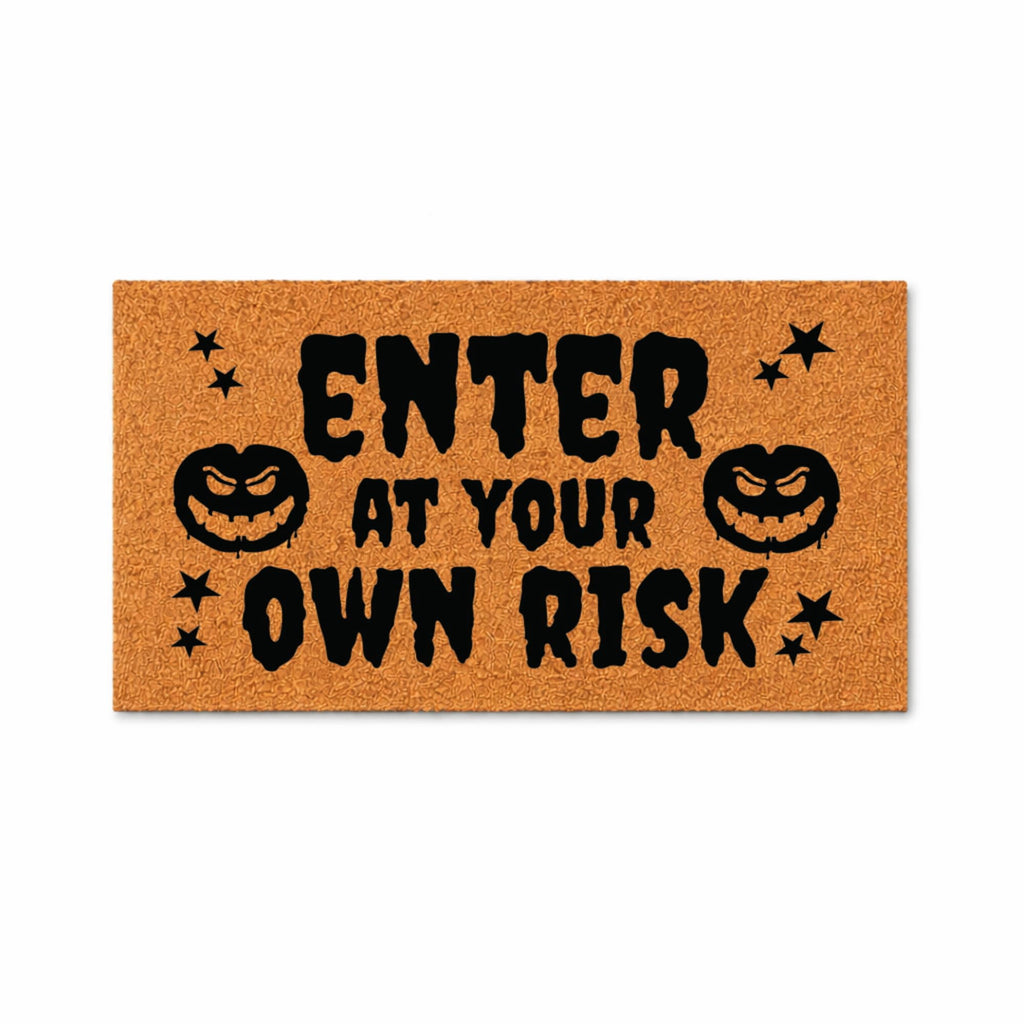Funny Halloween Doormat - Enter At Your Own Risk Welcome Door Mat (36" x 72")