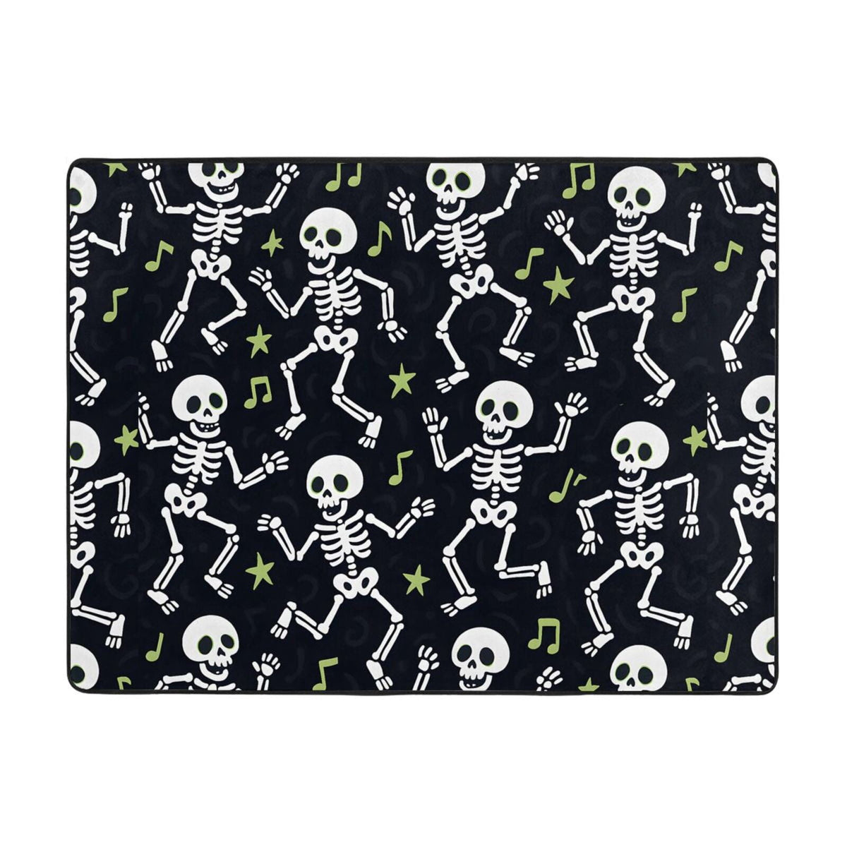 Flannel Floor Mat 63x48in Non-Slip Wear-Resistant Memory Sponge Point Plastic Bottom For Living Room Office Coffee Table Bed Balcony Dancing Skeleton Halloween Pattern